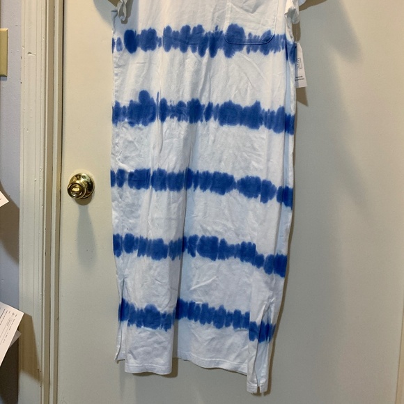 Time & Tru Long White and Blue Tie Dye T-Shirt Dress Size L /12-14 - NWT - Picture 2 of 6